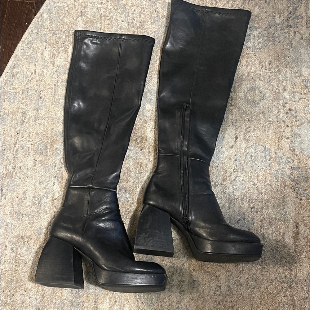 Jeffrey Campbell Black Leather Heeled Boots